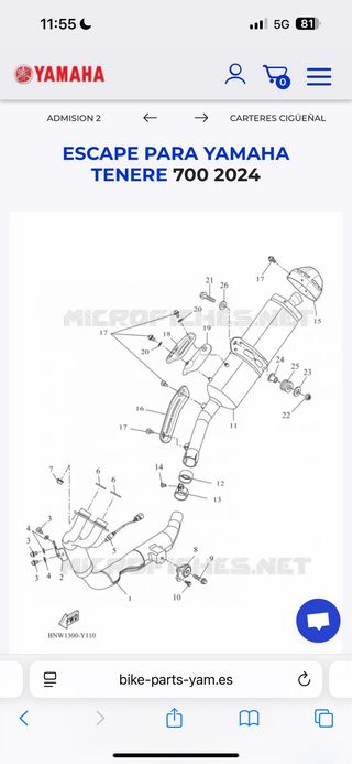 Protector escape Yamaha Tenere 700