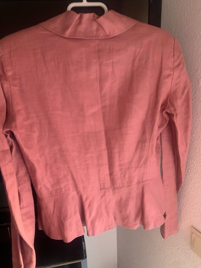 Blazer rosa lino entallada