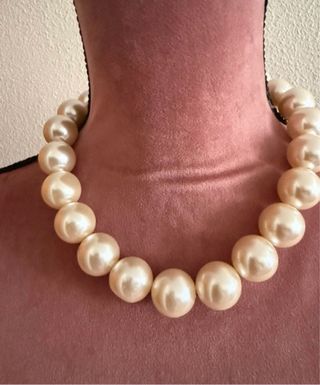 Collar y pendientes perlas imitación beige