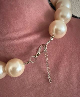 Collar y pendientes perlas imitación beige