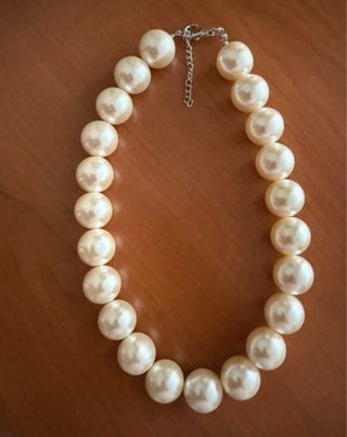 Collar y pendientes perlas imitación beige