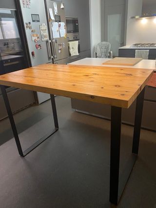 Mesa alta industrial - Madera maciza