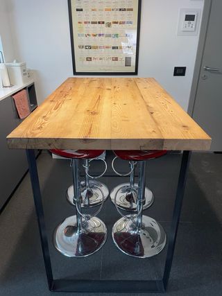 Mesa alta industrial - Madera maciza