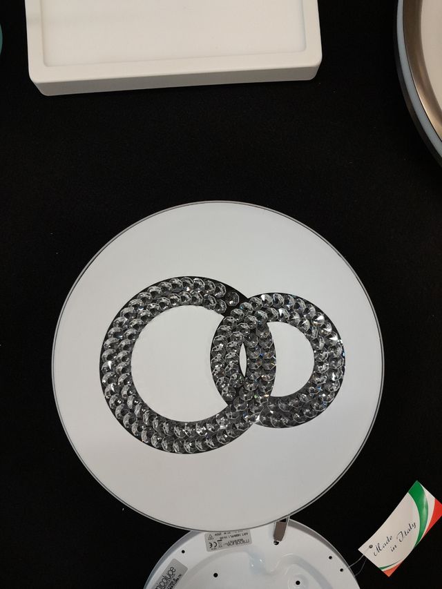 Plafoniera vetro bianco cristalli