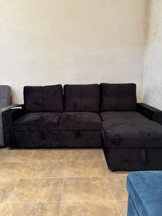 Sofá cama terciopelo negro - BADALONA
