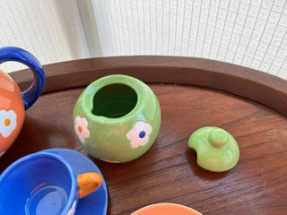 Juego té flores vintage