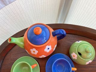 Juego té flores vintage