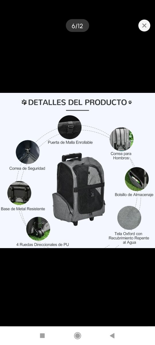 Mochila-carrito transportín mascotas