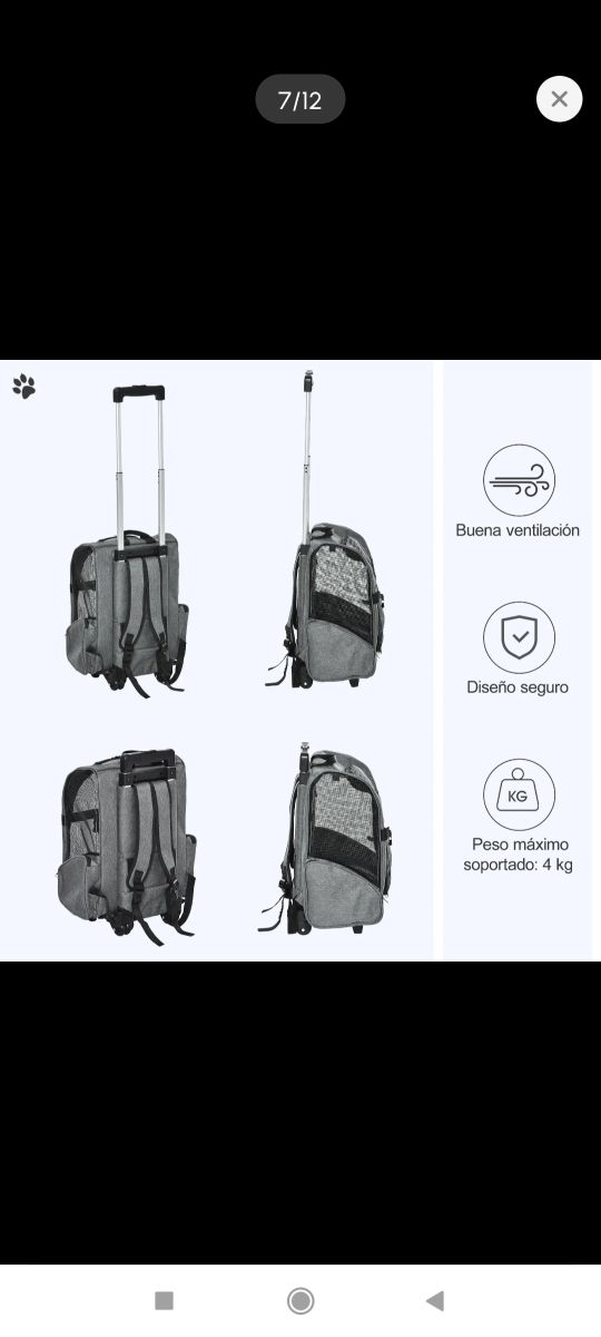 Mochila-carrito transportín mascotas