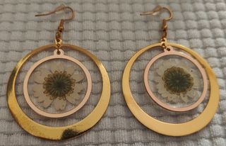 Pendientes aro girasol dorados