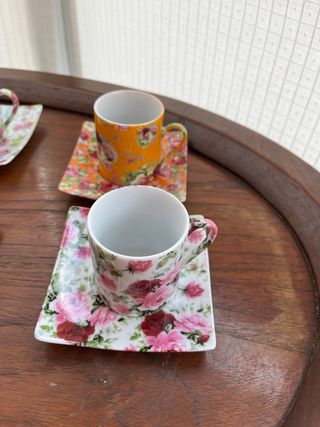 Juego café porcelana flores