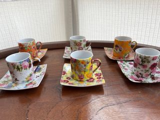 Juego café porcelana flores
