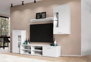 MUEBLE DE TELEVISION BLANCO CON CRISTAL NUEVO