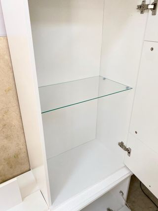 MUEBLE DE TELEVISION BLANCO CON CRISTAL NUEVO