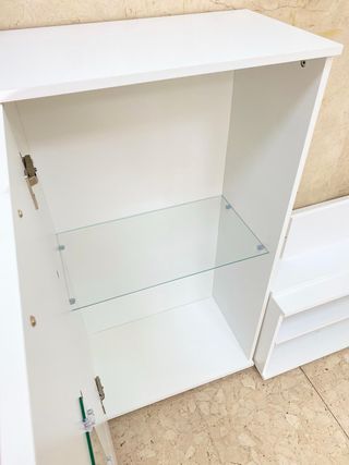 MUEBLE DE TELEVISION BLANCO CON CRISTAL NUEVO