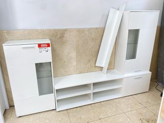 MUEBLE DE TELEVISION BLANCO CON CRISTAL NUEVO