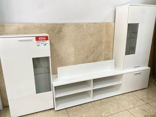 MUEBLE DE TELEVISION BLANCO CON CRISTAL NUEVO