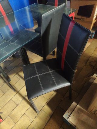 Mesa comedor 6 sillas - Piel sintética