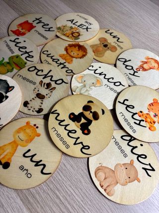 Pack discos de madera decorativos 13 piezas