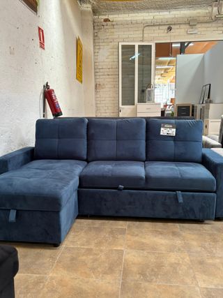 Sofá Cama terciopelo azul - NUEVO