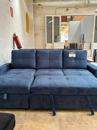 Sofá Cama terciopelo azul - NUEVO
