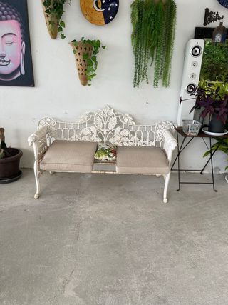 Banco jardín blanco metal