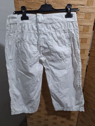 Pantaloni a 3⁄4 donna bianco in cotone taglia L