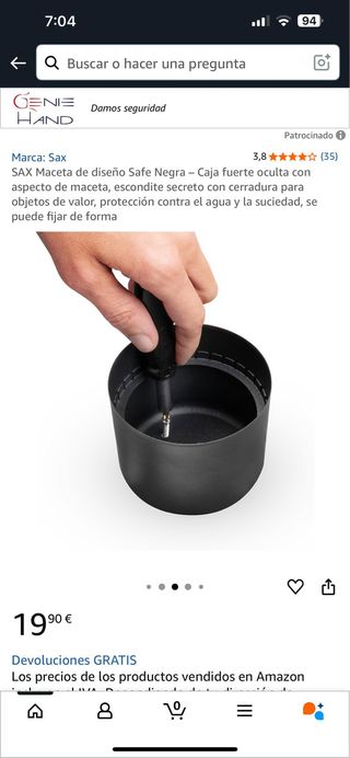 Maceta SAX Safe Negra - Caja fuerte