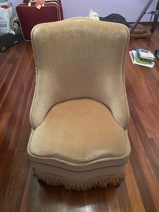 Butaca vintage terciopelo beige