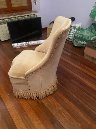 Butaca vintage terciopelo beige