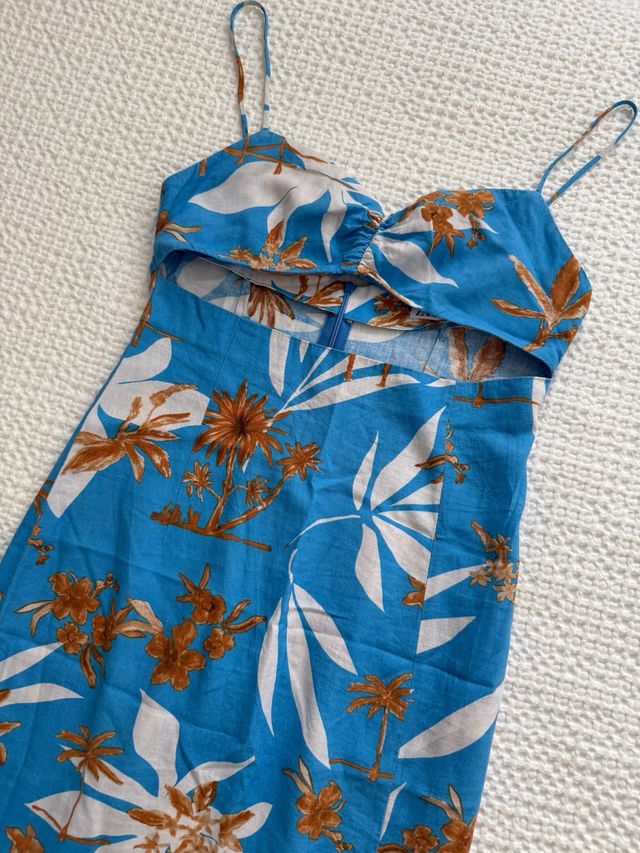 Vestido midi azul estampado