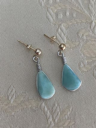Pendientes de plata de ley 925 y piedra larimar