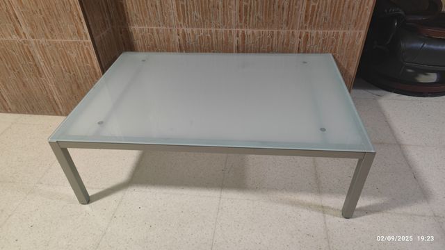 Mesa centro cristal-aluminio