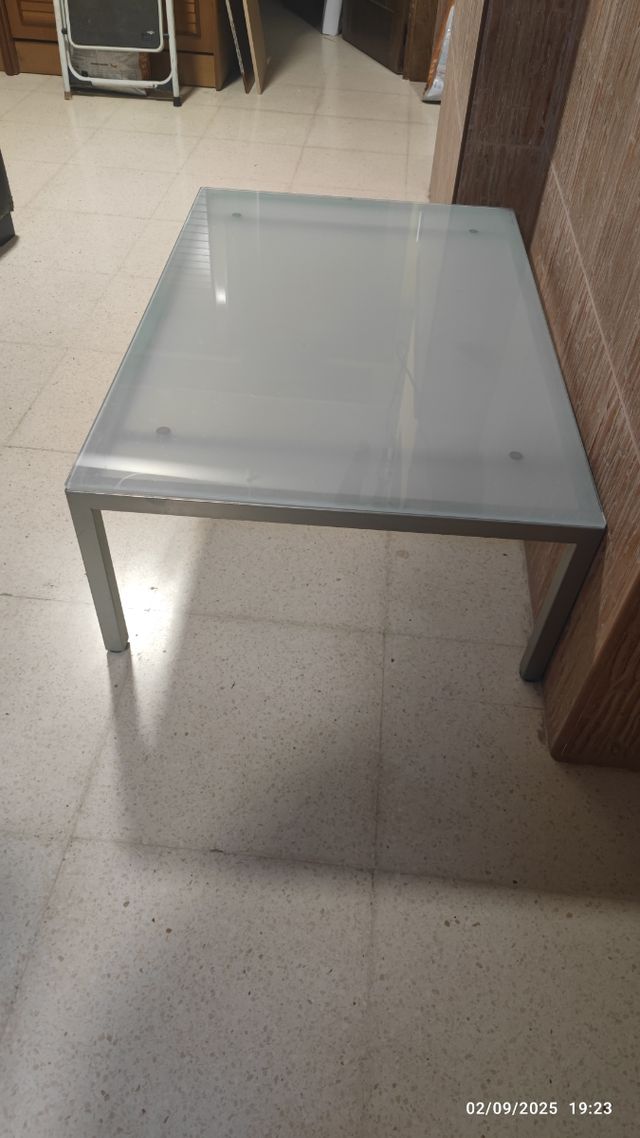 Mesa centro cristal-aluminio