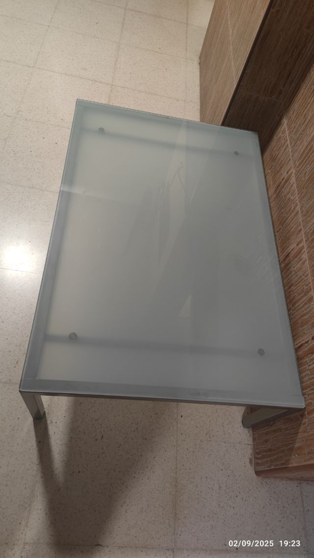 Mesa centro cristal-aluminio