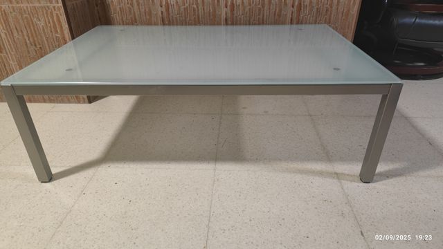 Mesa centro cristal-aluminio