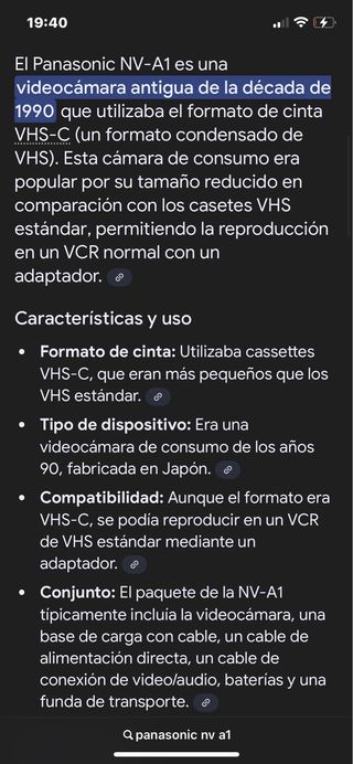 Panasonic NV-A1 - Videocámara VHS