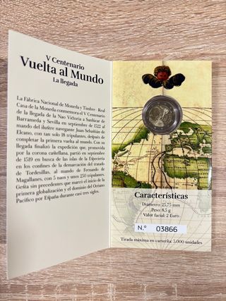 Cartera 2€ 2022 - V Centenario Vuelta al Mundo