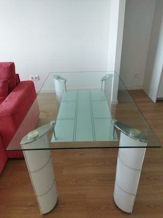 Mesa centro cristal blanco