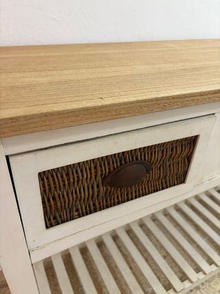 Consola madera blanca - 2 cajones