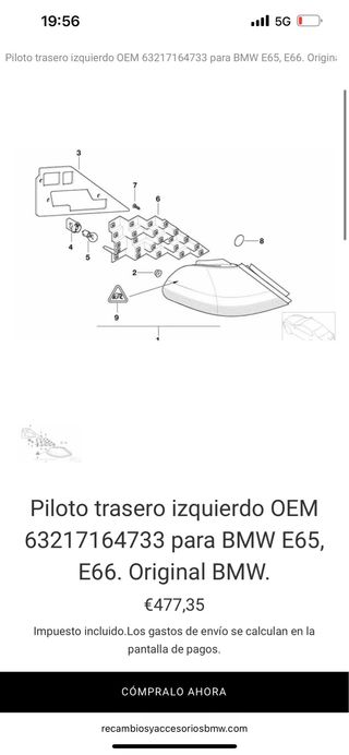 Piloto trasero BMW E65/E66