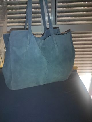 Bolso de piel Mango azul