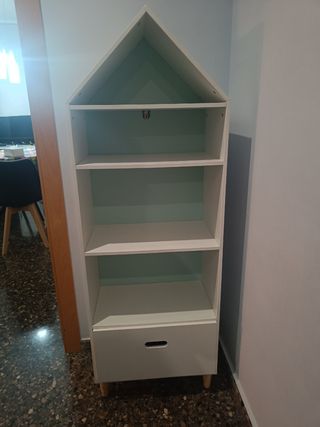 Estanteria Librería infantil casita - Blanco/Verde
