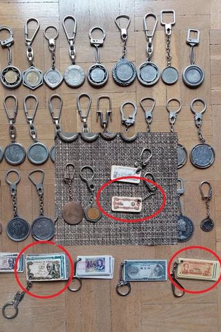 Llaveros Monedas y Billetes