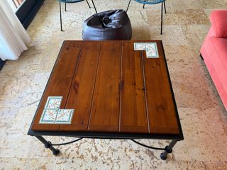 Mesa centro rústica madera-forja