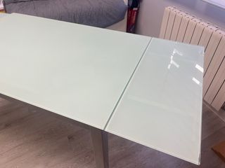 Mesa cristal templado extensible 2 alas