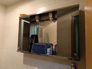 Mueble baño espejo metal - plateado