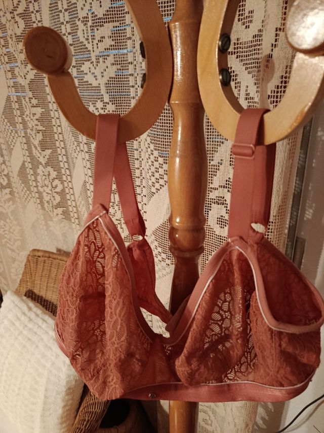 Sujetador encaje 90E marrón-rosa