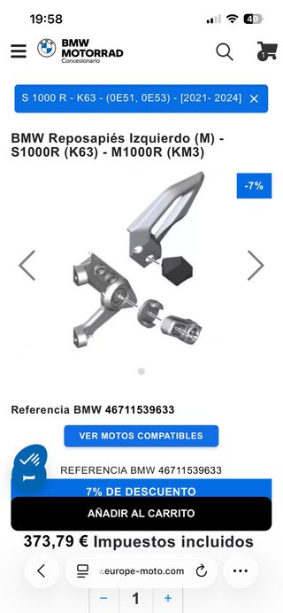 Estriberas BMW S1000R 2023