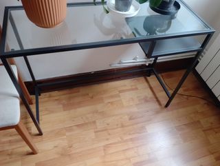 Mesa escritorio cristal negra